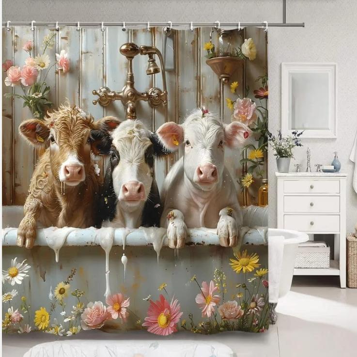 Douchegordijnen Boerderijdieren in bad (180x200cm), Ophalen of Verzenden, Nieuw