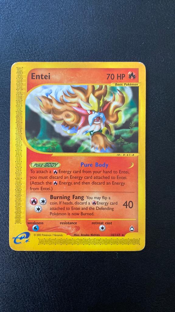 Pokemon entei 10/147 aquapolis, Ophalen of Verzenden, Gebruikt, Losse kaart