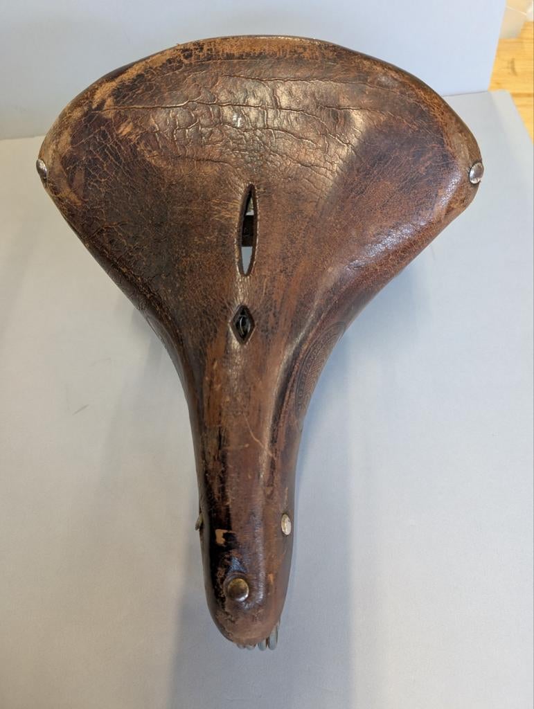 Primus fietszadel - Vintage lederen zadel met veren, Fietsen en Brommers, Primus, Toerfiets, Gebruikt, Leer