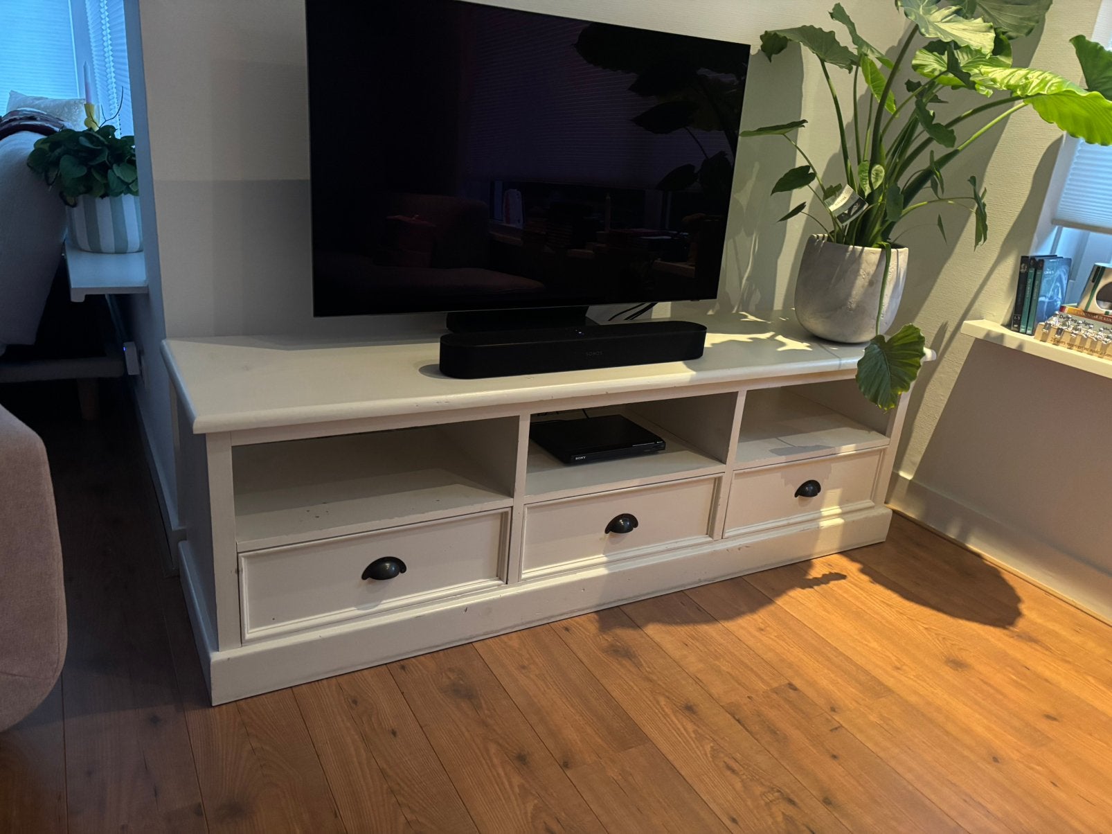 Tv meubel wit/creme, Ophalen, Gebruikt, 150 tot 200 cm, Minder dan 100 cm