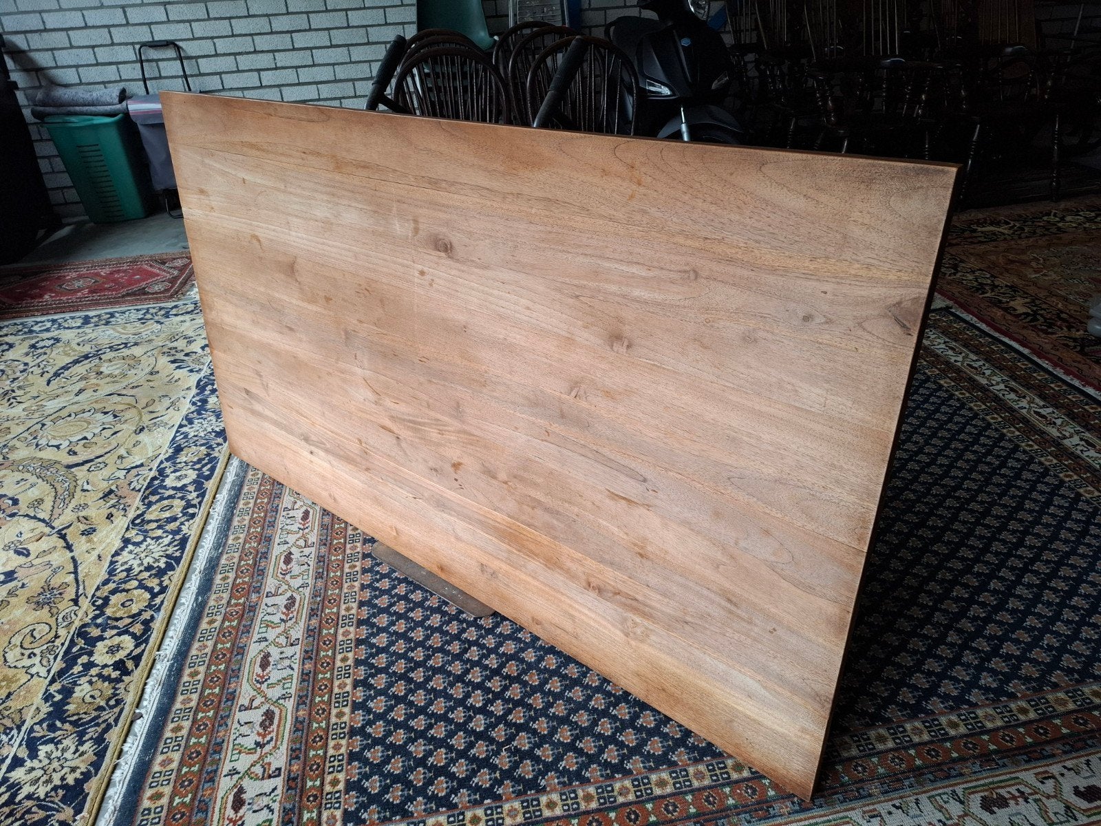 Massief Teakhout geleefd tafelblad 180x100. zie omschr,, Ophalen, Gebruikt, Teakhout, Tafelblad