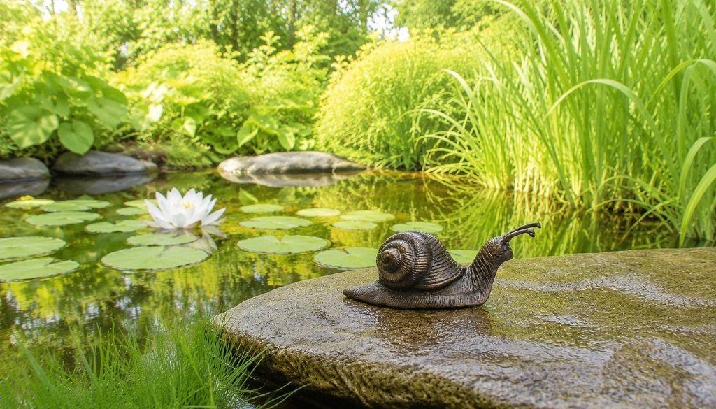Slak / bronzen beeld / 16 cm lang, Tuin en Terras, Tuinbeelden, Dierenbeeld, Nieuw, Info@huisentuindecoratiemarie.nl, Huis en tuin decoratie marie