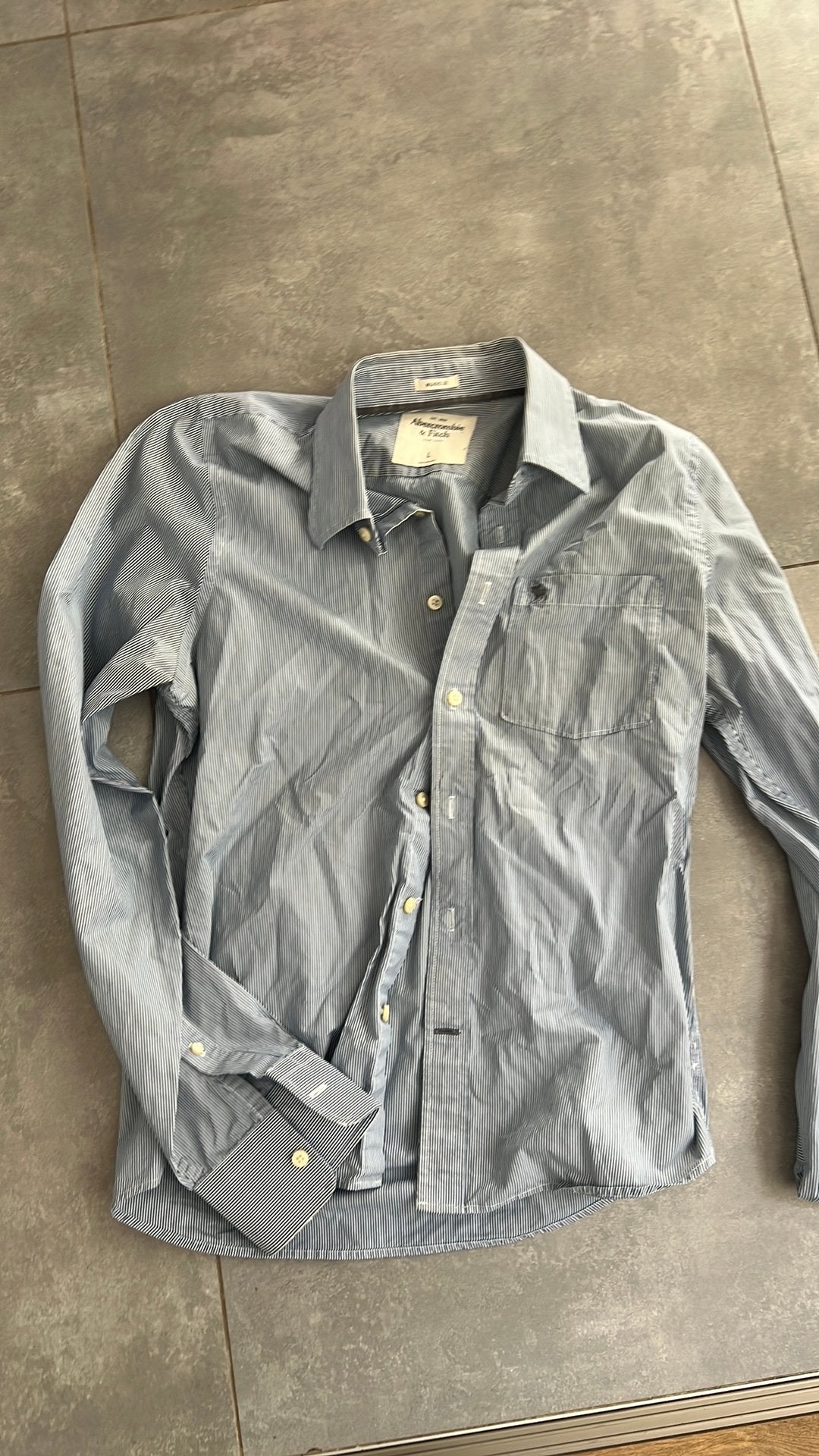 Laatste kans! Abercronbie & fitch overhemd mt l blauwwit, Kleding | Heren, Ophalen of Verzenden, Zo goed als nieuw, Blauw