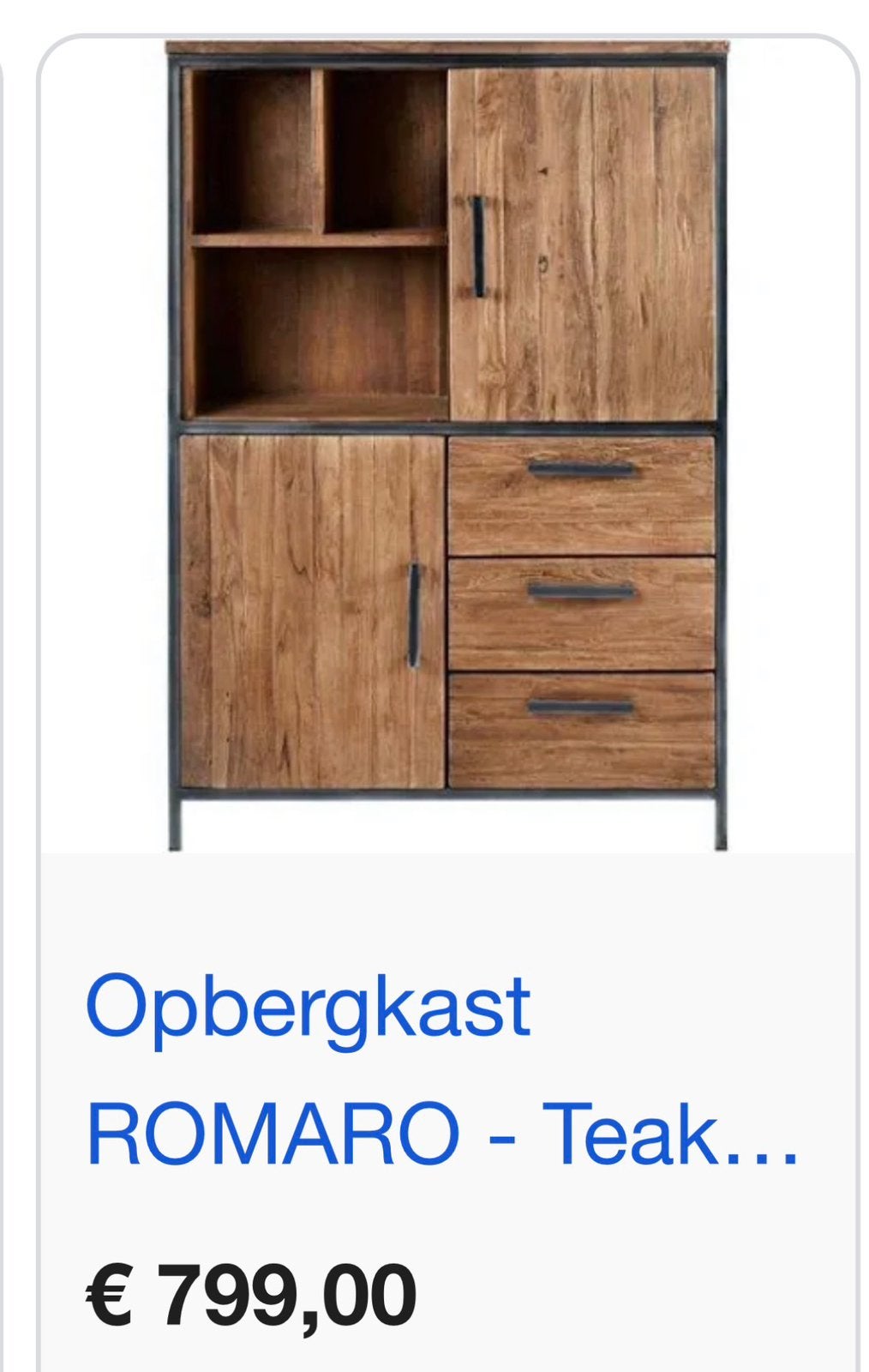 Romano kast, Ophalen, Met deur(en), 100 tot 150 cm, Teakhout