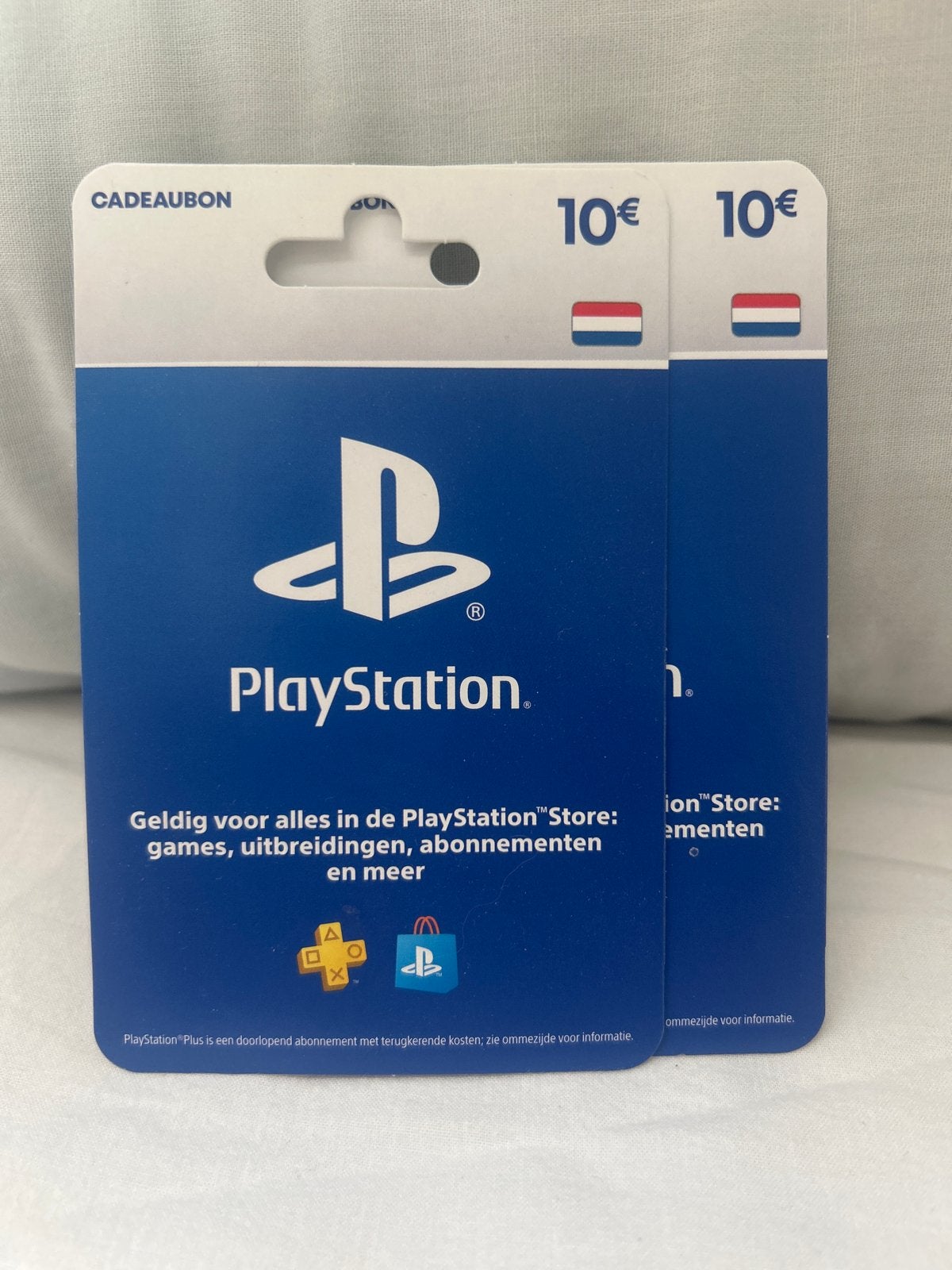 2x PlayStation Store Cadeaubon €10 (totaal €20) – Nieuw, Tickets en Kaartjes, Kortingen en Cadeaubonnen, Eén persoon, Cadeaubon