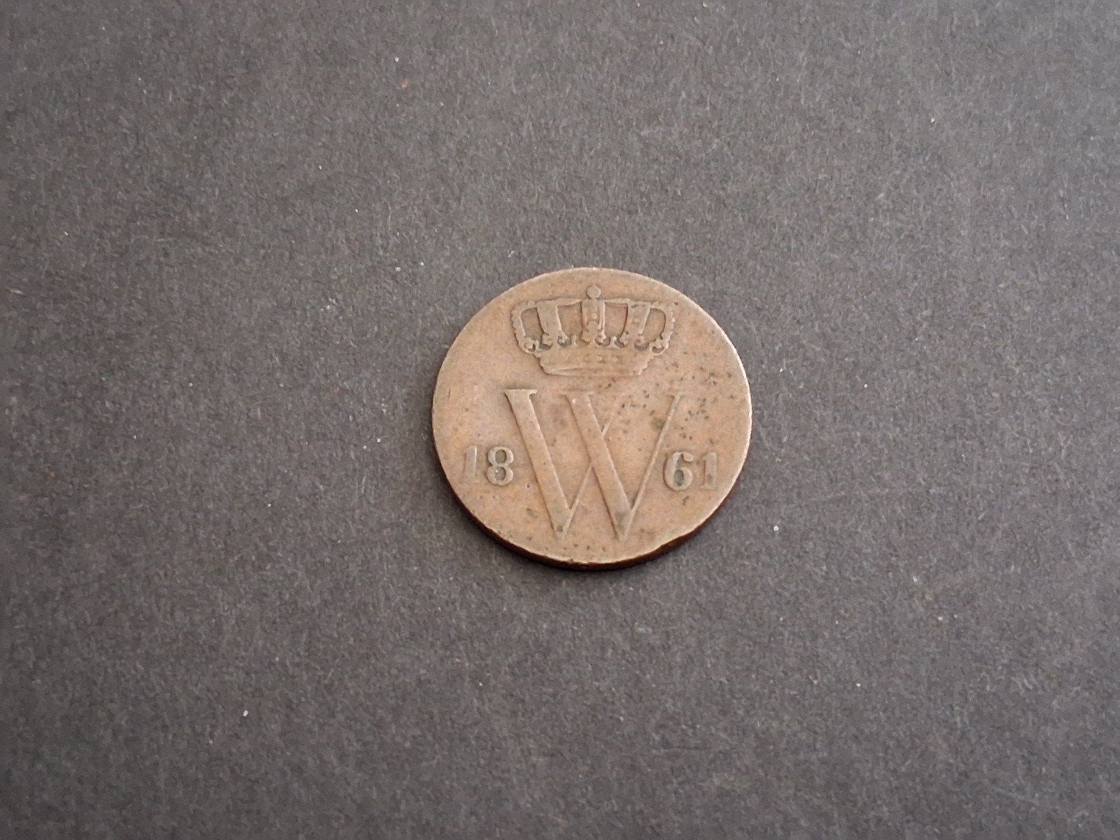 1/2 cent Willem 3. 1861, Verzenden, Koning Willem III, 1 cent, Losse munt