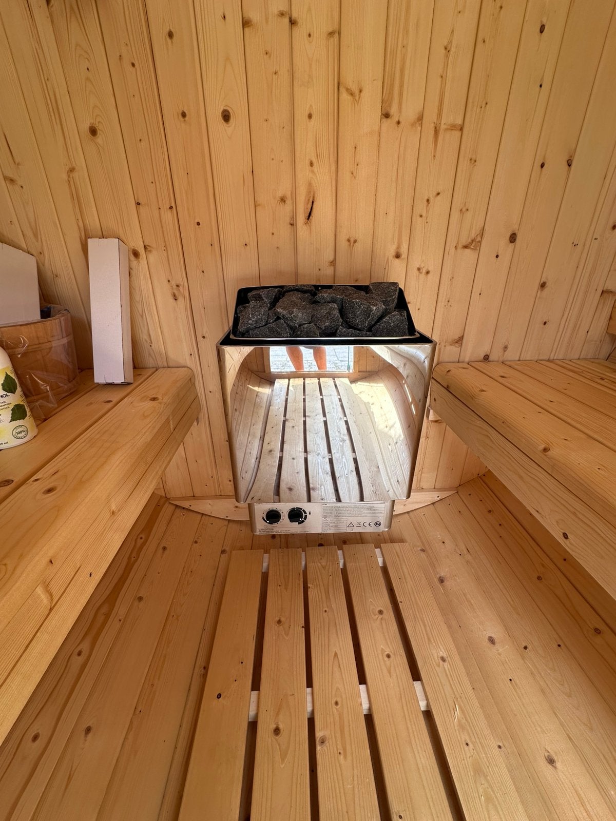 Barrel Sauna | Showmodel  | Helemaal compleet | OP = OP, Sport en Fitness, Sauna, Info@inner-stillness.nl, Fins of Traditioneel