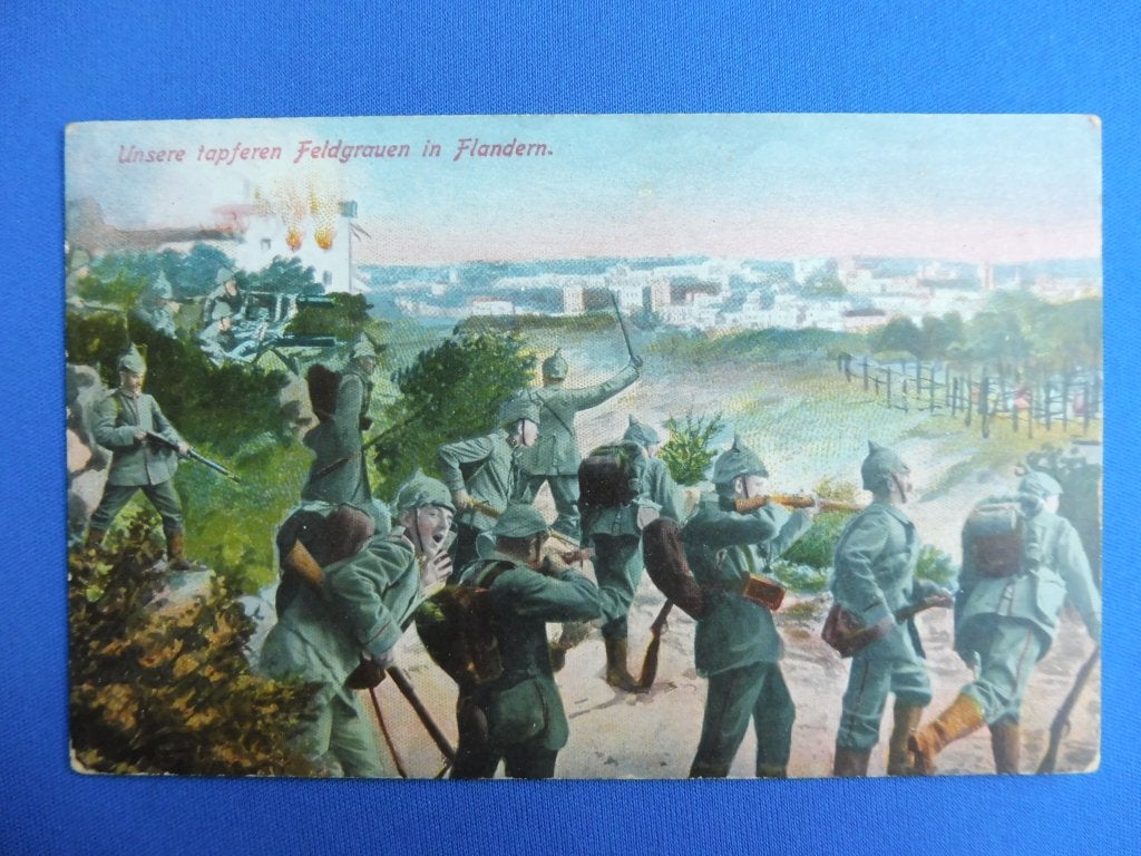 Feldpostkarte 1916 Gevechtsscène Vlaanderen, België FRAAI!!!, Verzamelen, Verzenden, Landmacht, Duitsland, Overige typen