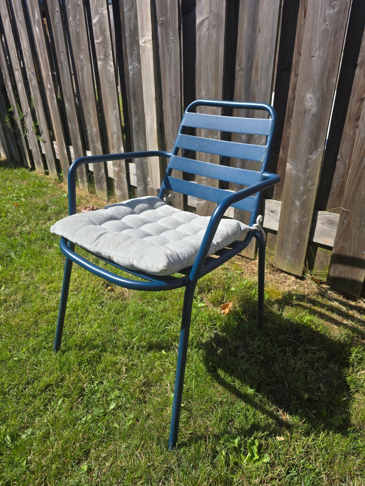 8 stuks blauwe tuinstoelen met kussen, Tuin en Terras, Tuinstoelen, Ophalen, Gebruikt