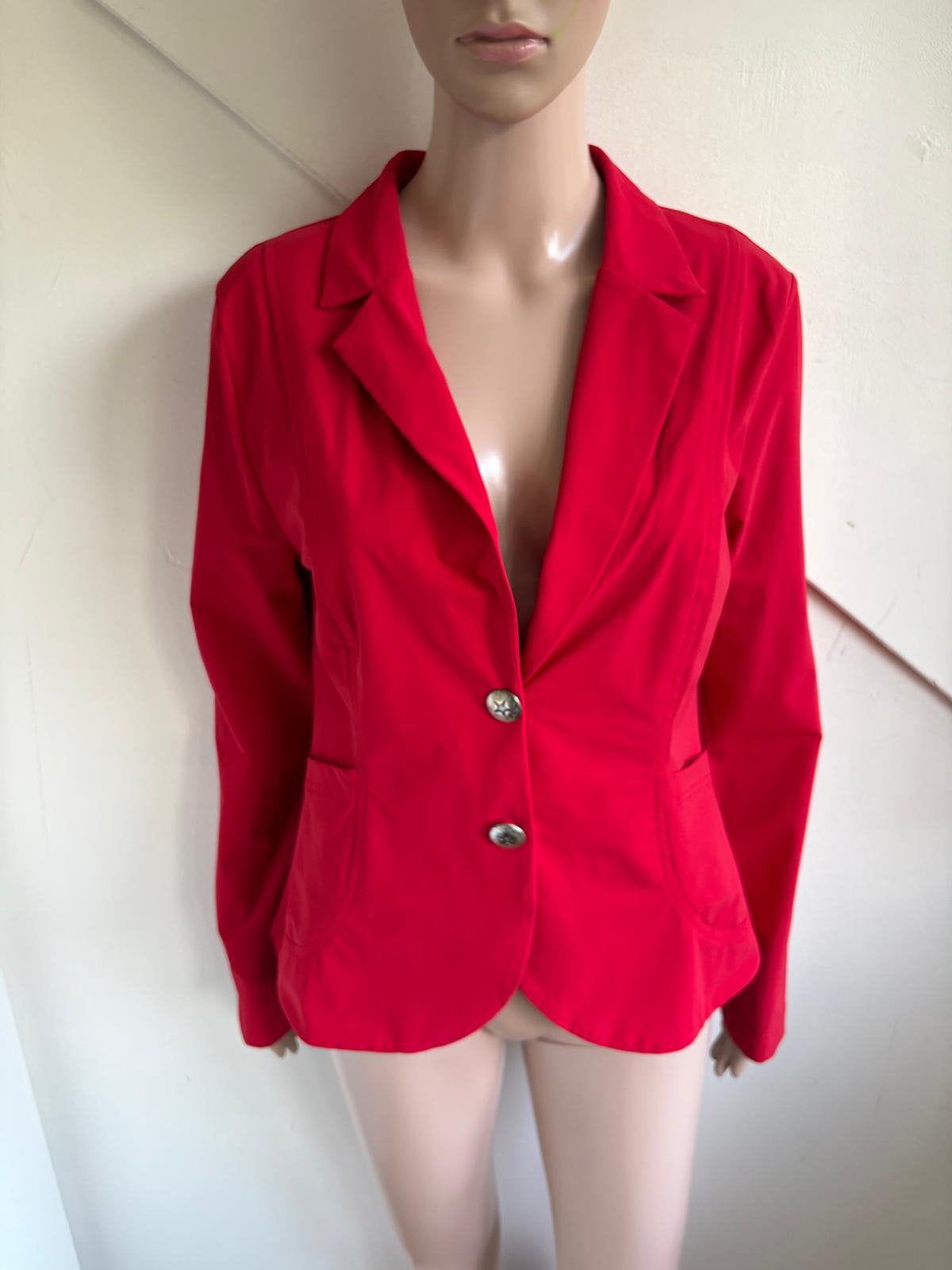Helena Hart travelstof blazer jasje maat L rood, Maat 42/44 (L), Ophalen of Verzenden, Zo goed als nieuw, Jasje