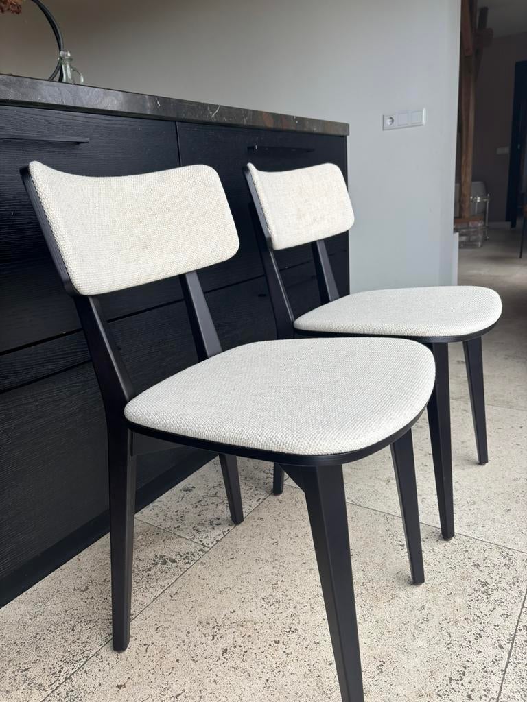 Gestoffeerde eetkamerstoelen pmp furniture, zwart frame, Ophalen, Nieuw, Zwart, Twee