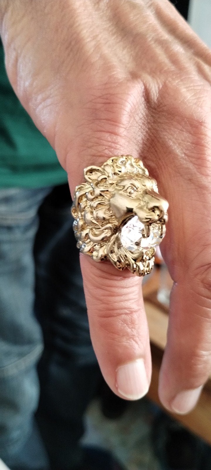 Gucci ring leeuwenkop ring en helder kristal., Met kristal, Wit, Ophalen of Verzenden, Zo goed als nieuw