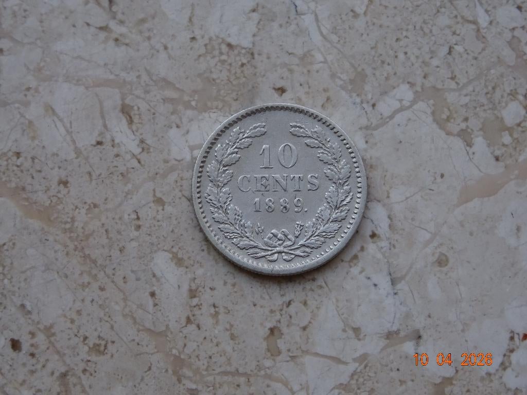 10 cent 1889, Postzegels en Munten, Munten | Nederland, Koning Willem III, Verzenden, Zilver, 10 cent