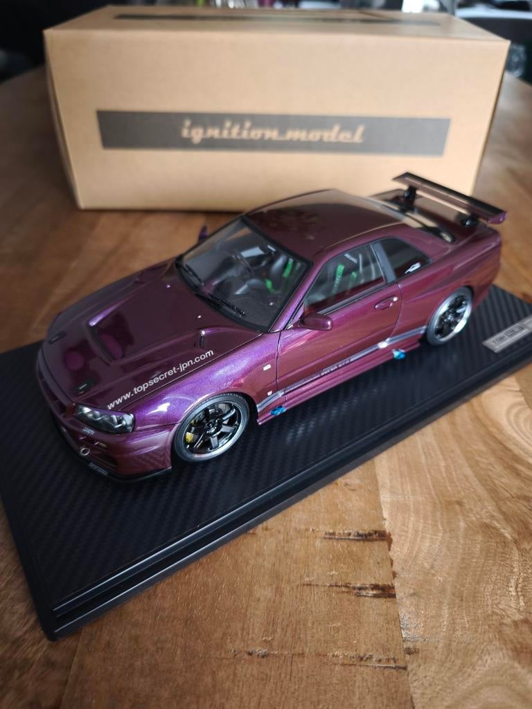 Ignition Model 1:18 Nissan Skyline GTR R34 Top Secret, Hobby en Vrije tijd, Modelauto's | 1:18, Ophalen of Verzenden, Gebruikt