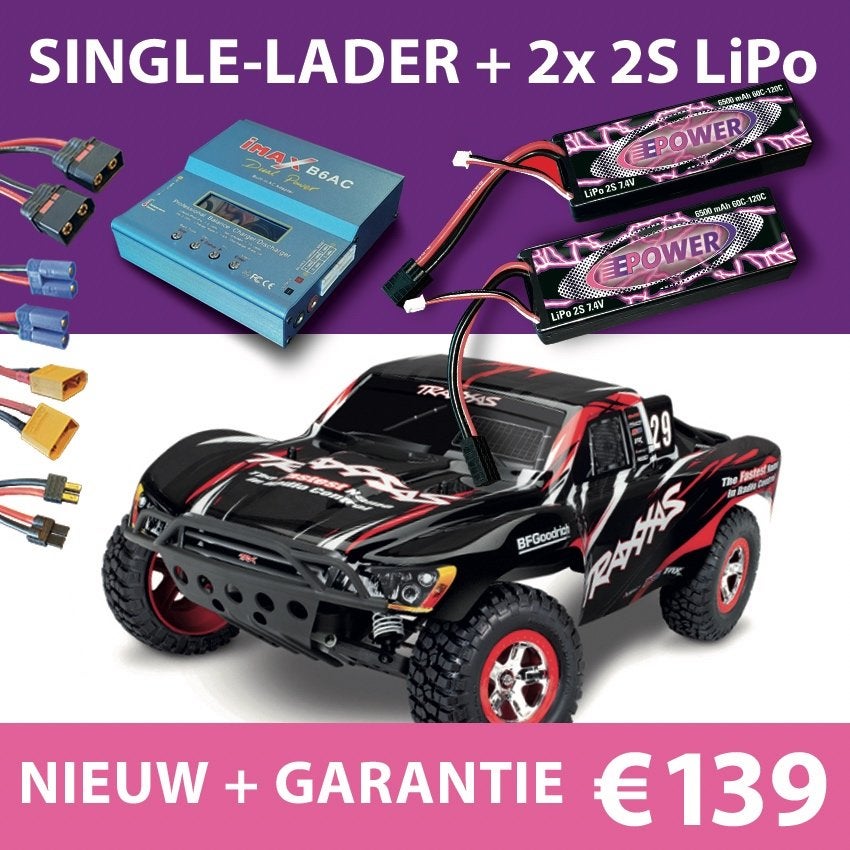 AANBIEDING: LiPo + Lader voor Traxxas Slash 2WD/4WD €99,-, Elektro, Auto offroad, Nieuw, Ophalen of Verzenden