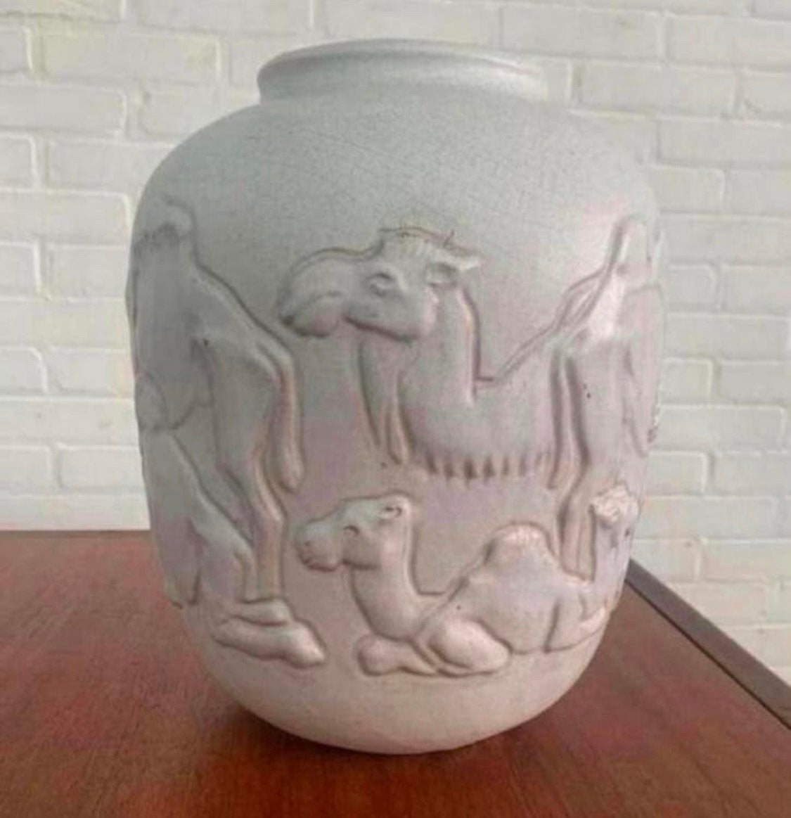 Vaas Grijs kamelen vaas Bouke Mobach (2) en Klaas Mobach (2), Antiek en Kunst, Ophalen of Verzenden