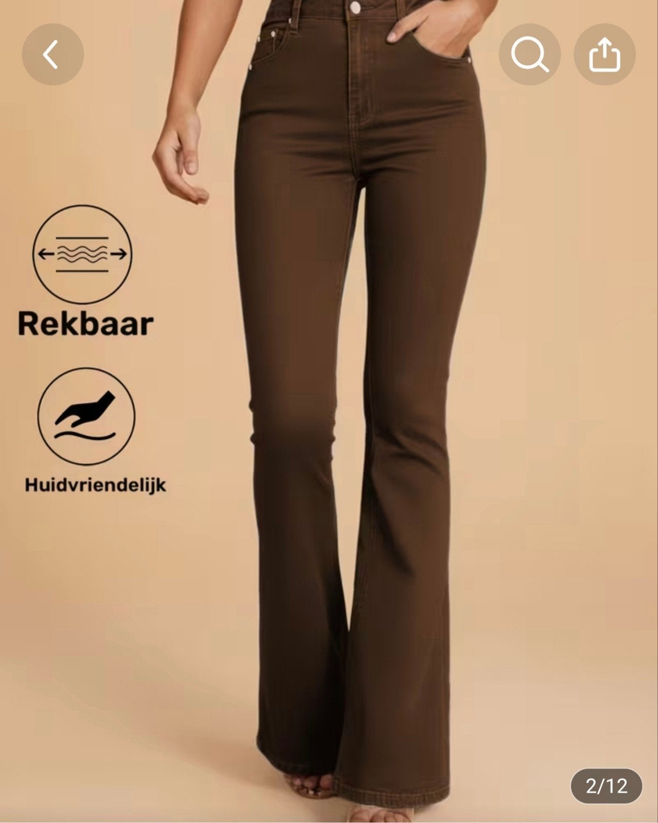 Bruine flared jeans met stretch - Maat M, Kleding | Dames, Ophalen of Verzenden, Nieuw, Maat 38/40 (M), Bruin