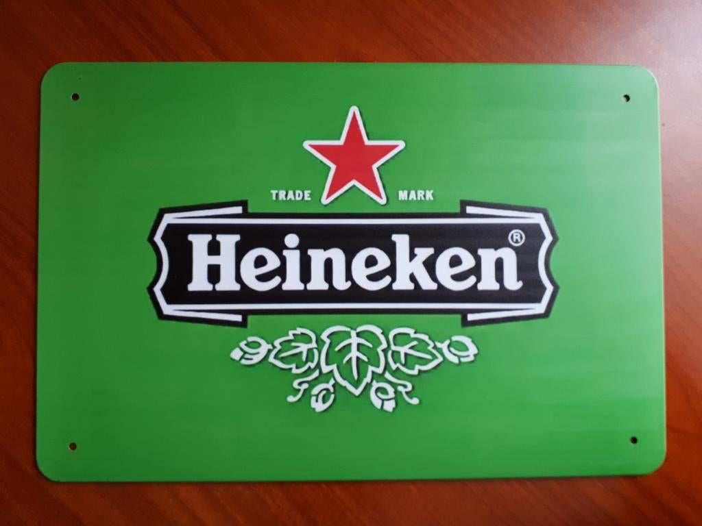 Heineken 20x30 cm Metalen Reclamebord, Verzamelen, Biermerken, Ophalen of Verzenden, Nieuw, Reclamebord, Plaat of Schild, Heineken