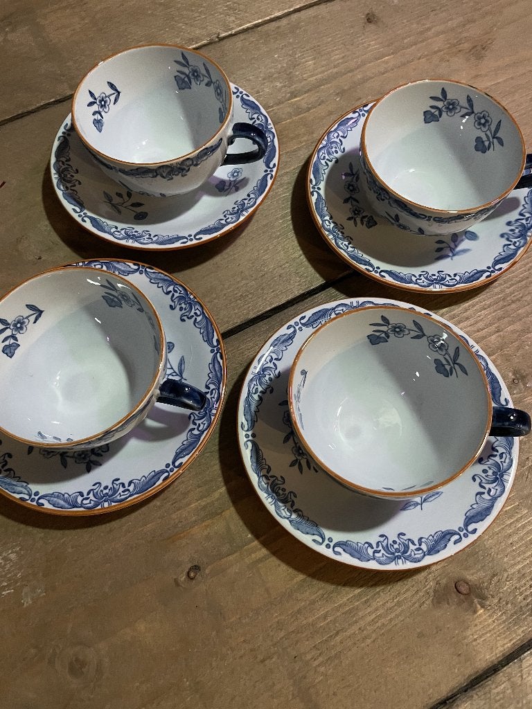 Rörstrand Ostindia porselein –4 kop&schotels– vintage Zweden, Antiek en Kunst, Antiek | Servies los, Ophalen of Verzenden