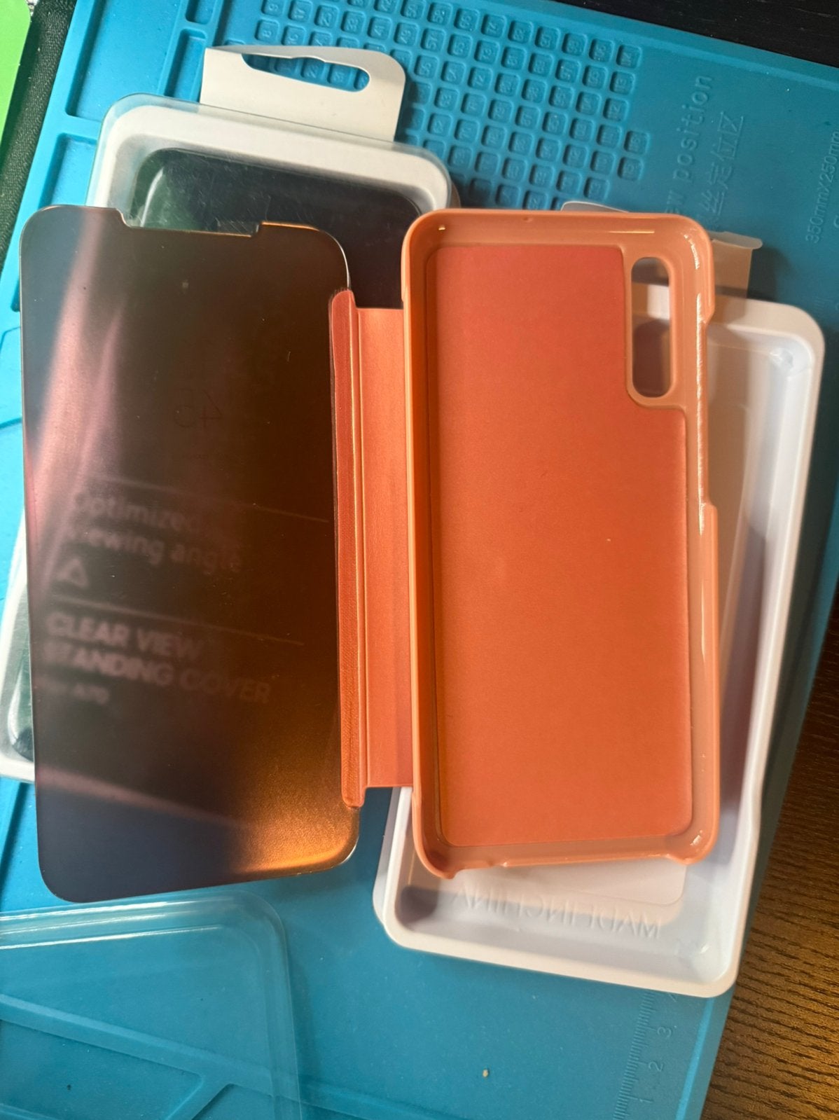 Set van 2  Clear View cover Samsung A70 rose goud/  zwart, Ophalen of Verzenden, Nieuw