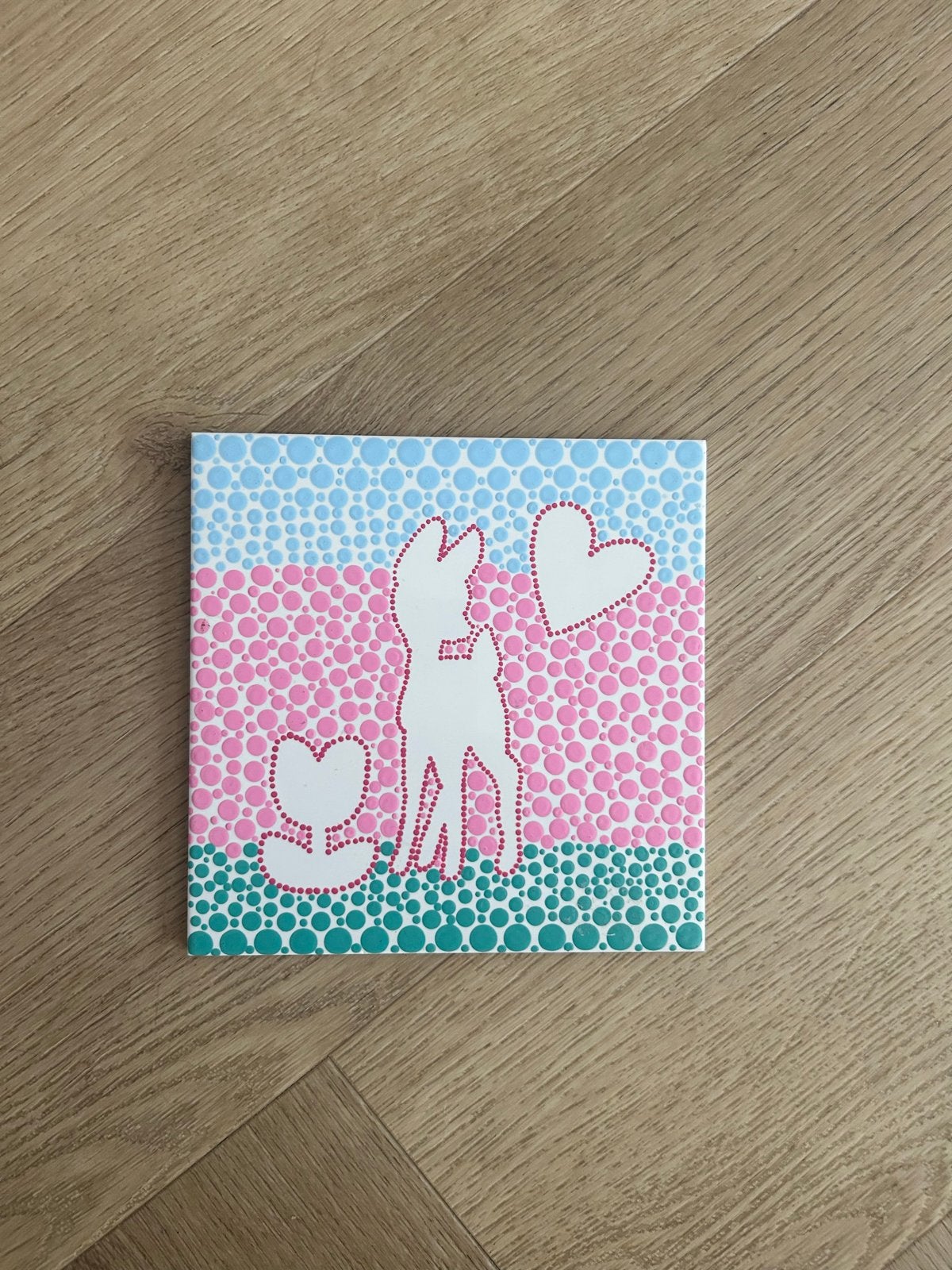 Tegeltje met hertje, Ophalen of Verzenden, Minder dan 50 cm, Schilderij