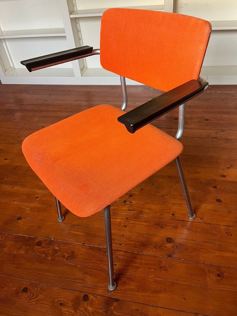 Gispen 1235 eetkamerstoelen (set van 5), Huis en Inrichting, Metaal, Gebruikt, Overige kleuren, Gispen design 1235