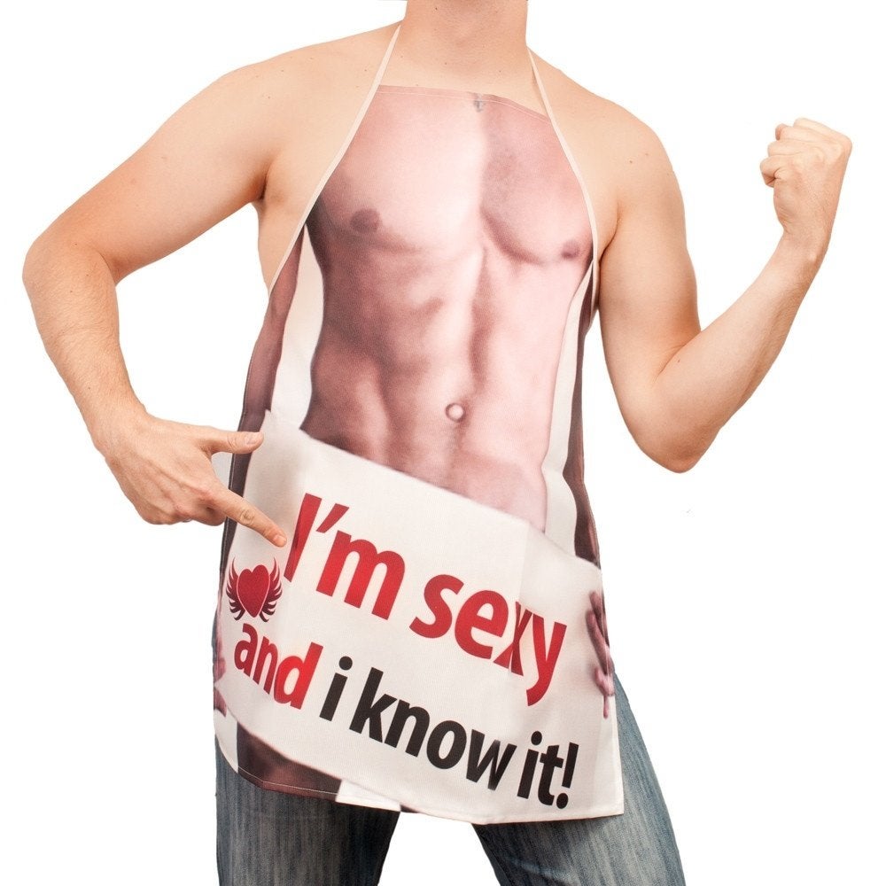 Sexy keukenschort voor mannen - i'm sexy and i know it!, Overige typen, Nieuw, Ophalen of Verzenden, Overige materialen