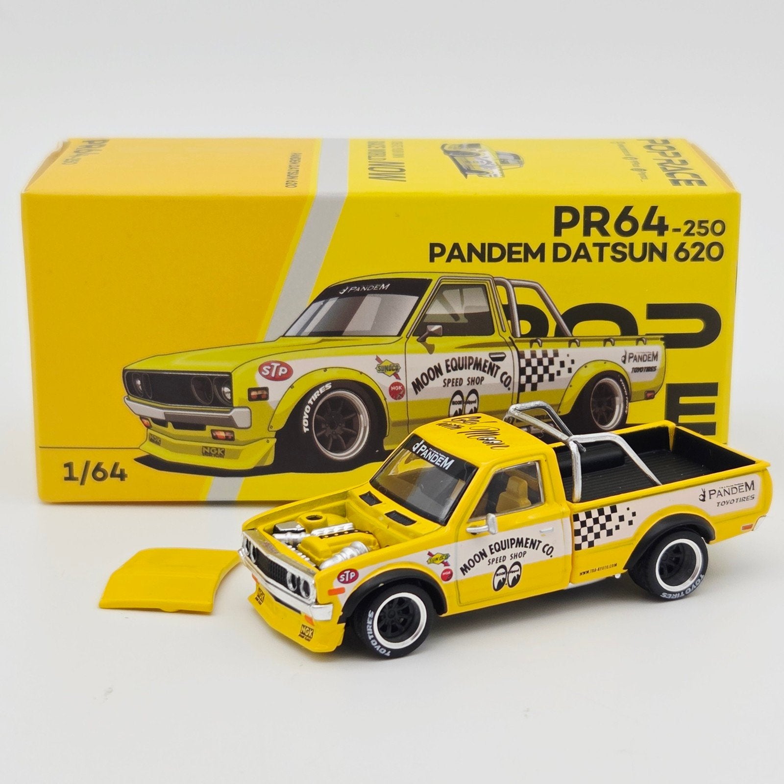Pop Race – Pandem Datsun 620 *Mooneyes*, yellow/black, Mymodelcar@outlook.com, Auto, Ophalen of Verzenden, Pop Race