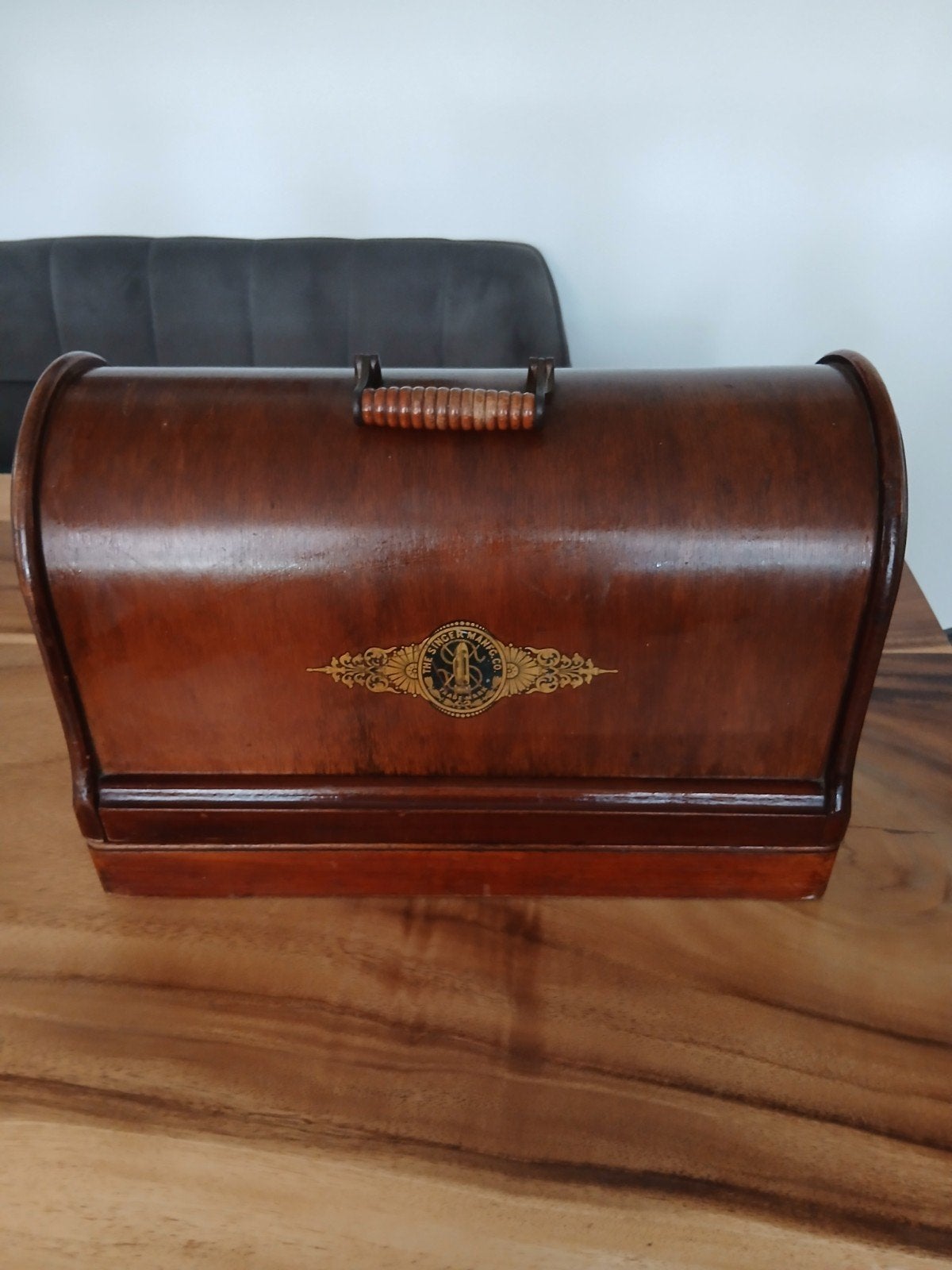 Antieke Singer Naaimachine met Houten Koffer, Ophalen