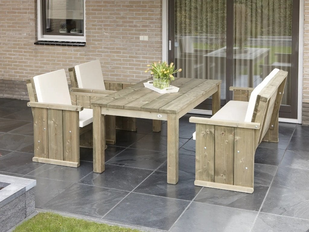 Tuinset Lisse tuinbank stoel kussens tuinmeubel, Ophalen of Verzenden, Nieuw, Teakhout, Bank