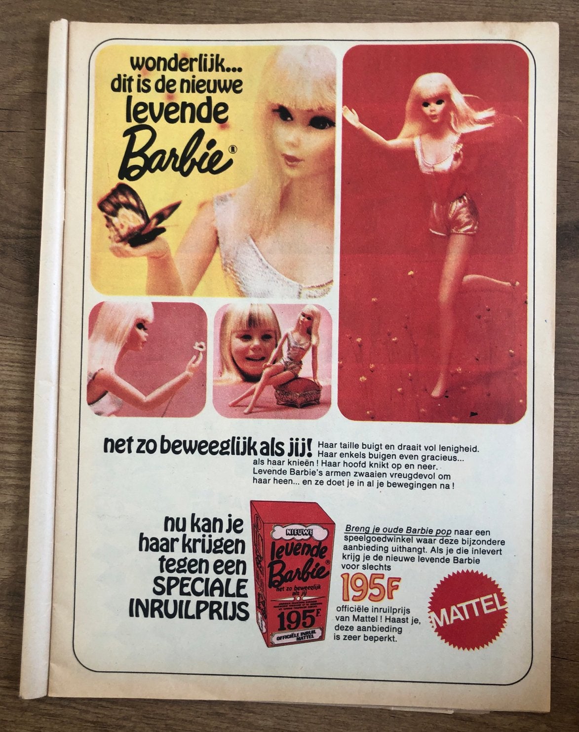 Vintage Barbie reclamepagina's uit jaren '60 tijdschrift, Kinderen en Baby's, Speelgoed | Poppen, Gebruikt, Overige typen, Ophalen of Verzenden