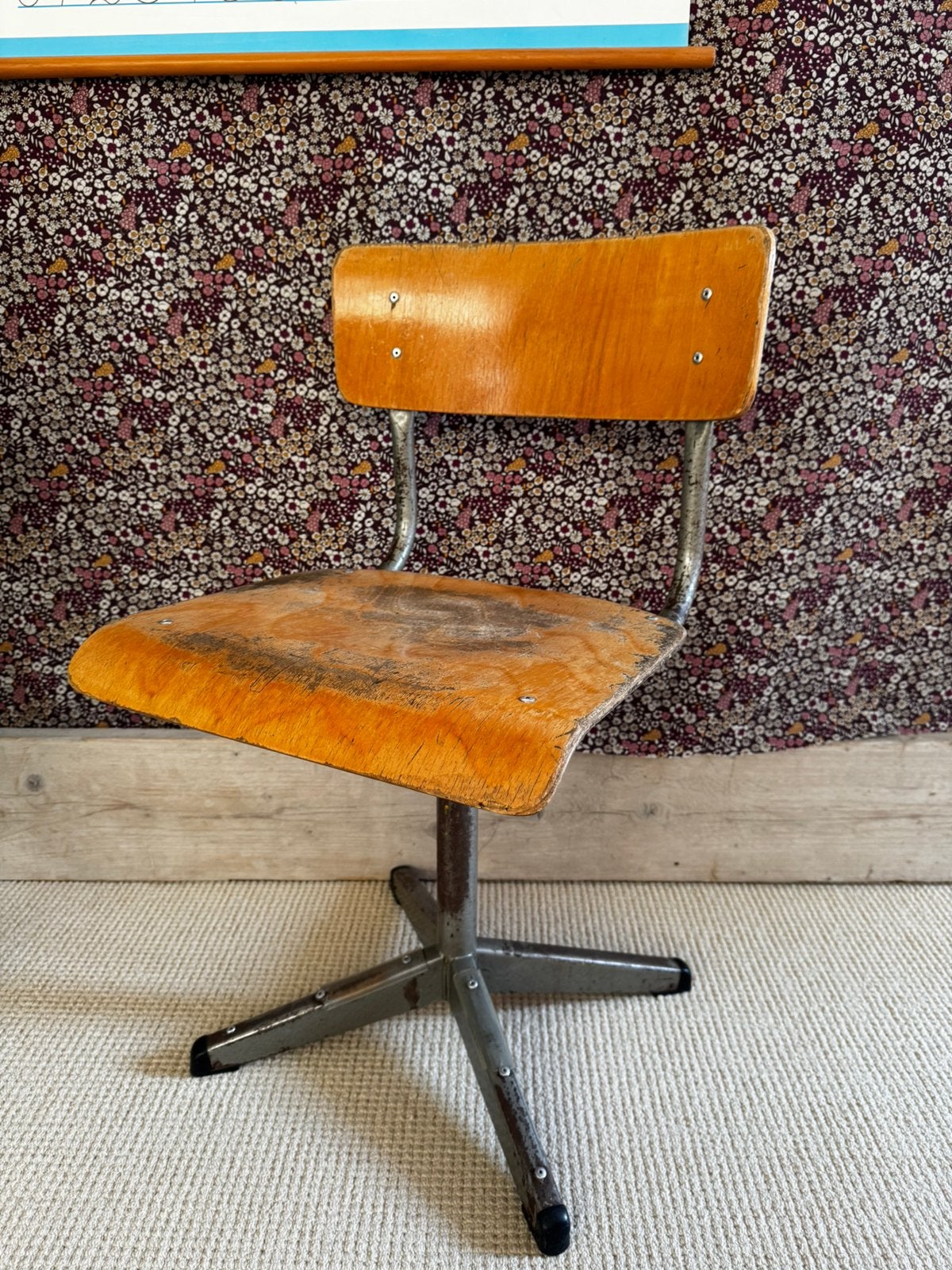 Vintage industrieel schoolstoeltje stoel, Ophalen