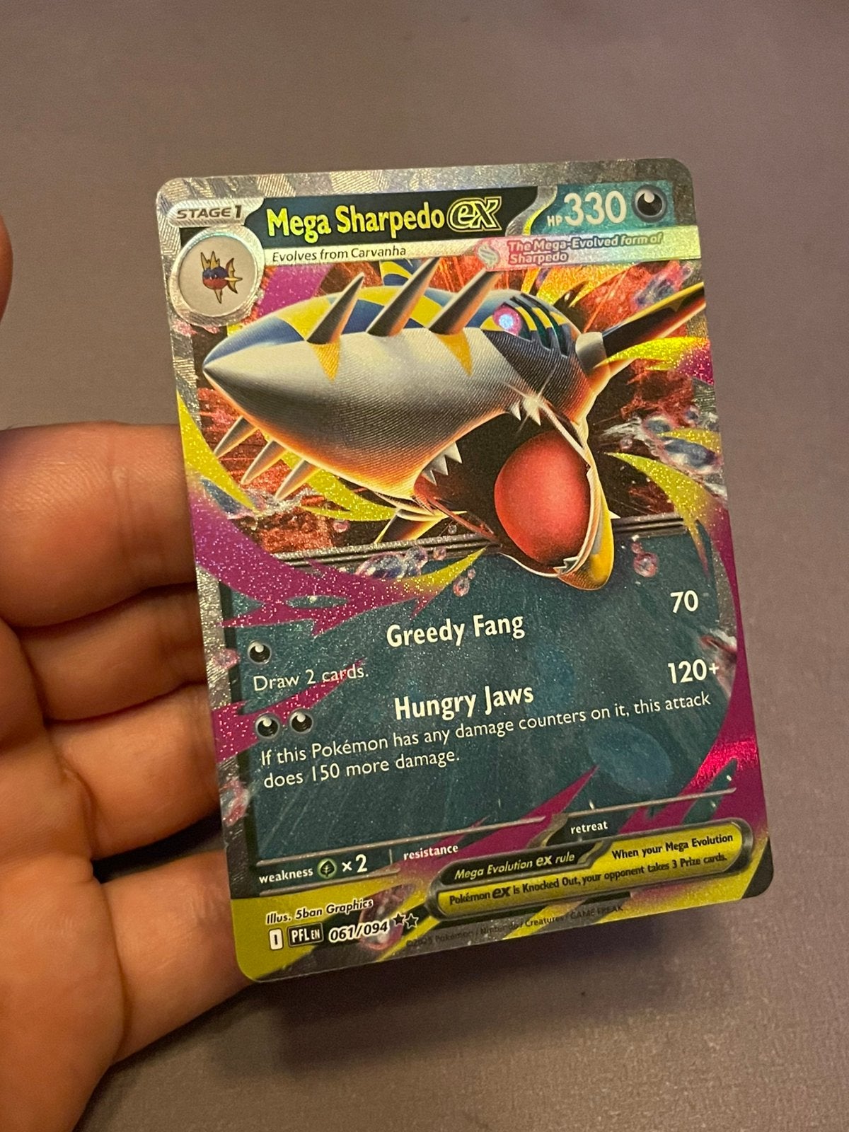 Pokemon Mega Sharpedo Ex 061/094 mint, Ophalen of Verzenden, Nieuw, Losse kaart, Foil