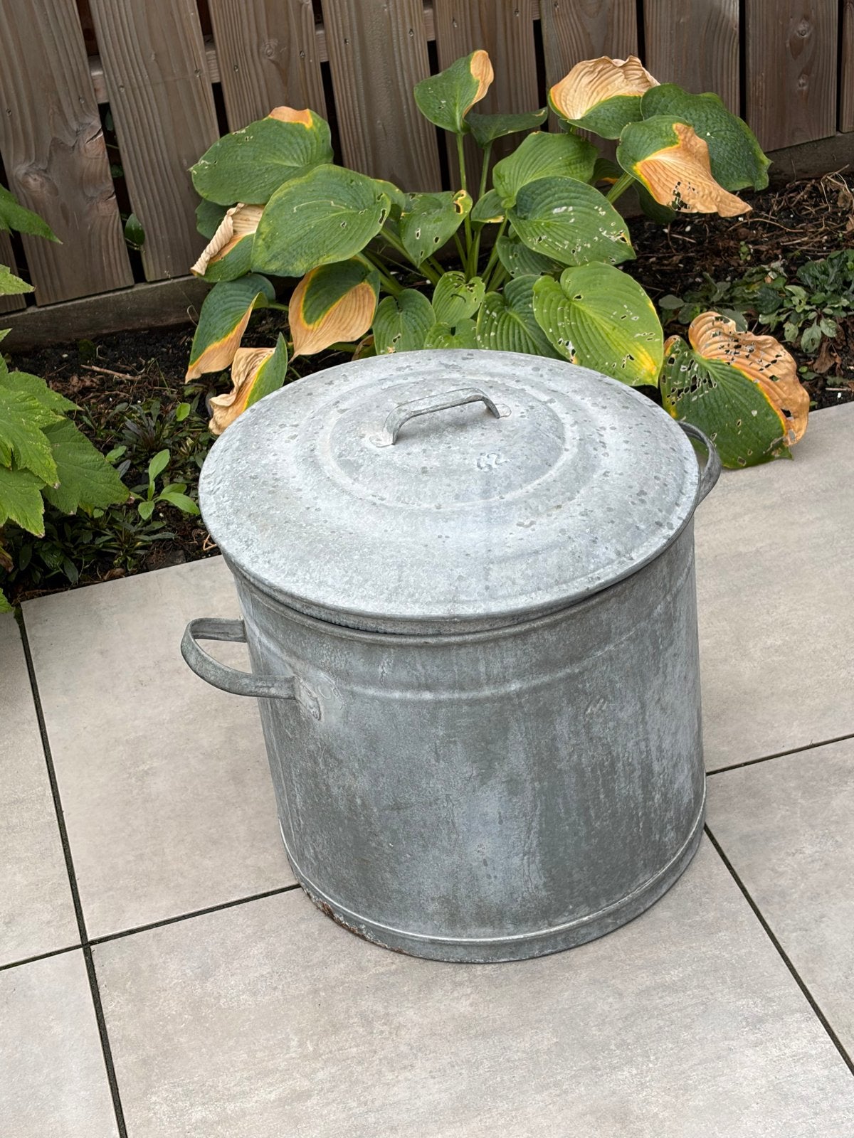 Zinken wasketel maat 42 met deksel en handgrepen, Ophalen