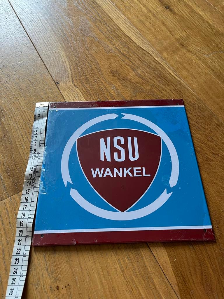Metalen bord NSU WANKEL - 21x21 cm, Ophalen of Verzenden, Nieuw, Motoren
