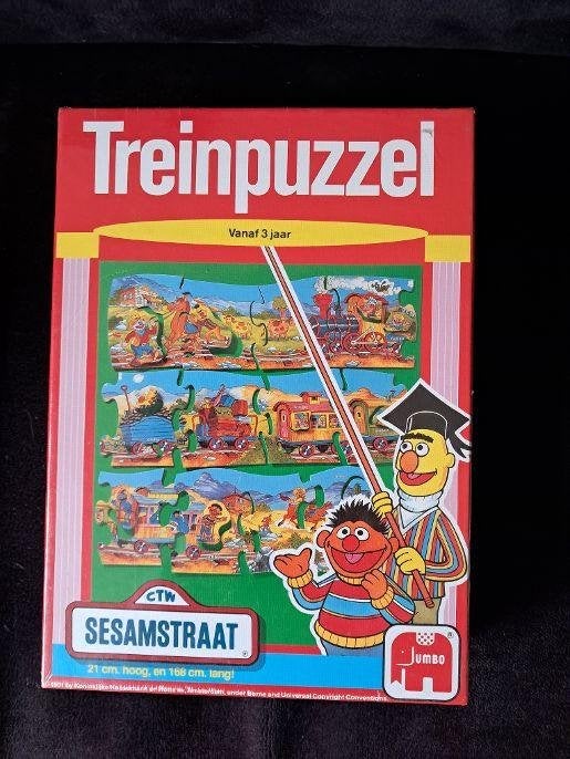 Vintage Jumbo Sesamstraat treinpuzzel nieuw ingeseald vloerp, Ophalen of Verzenden, 10 tot 50 stukjes, Nieuw