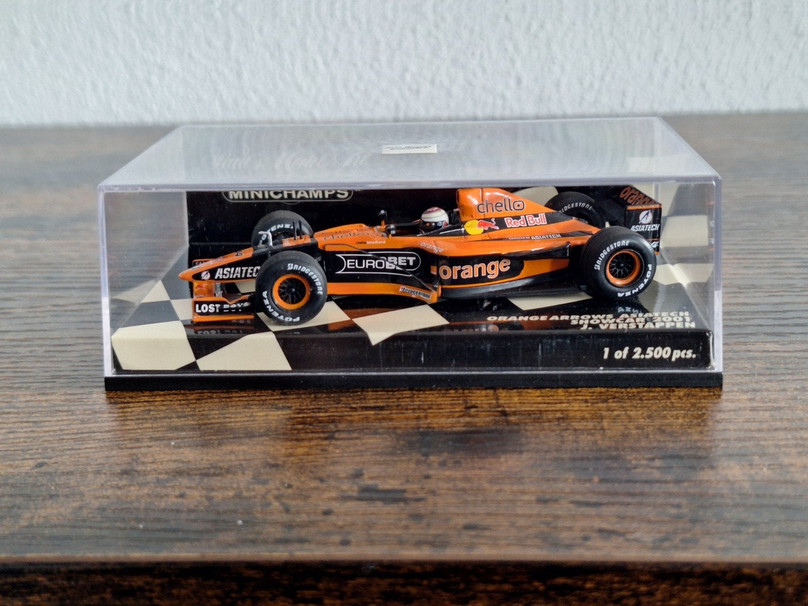 Jos verstappen Orange Arrows Asiatech Showcar 2001 € 30, Hobby en Vrije tijd, Ophalen, Zo goed als nieuw, Auto, MiniChamps