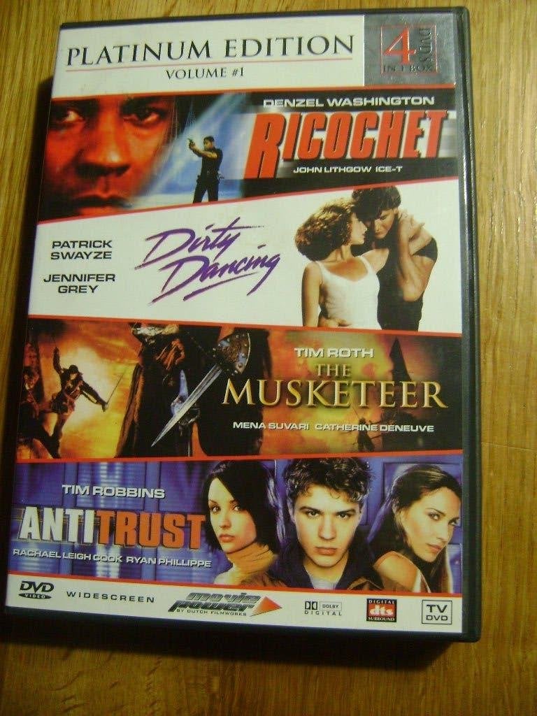 4DVD Ricochet, Dirty Dancing, The Musketeer, Antitrust, Vanaf 12 jaar, Ophalen of Verzenden, Gebruikt