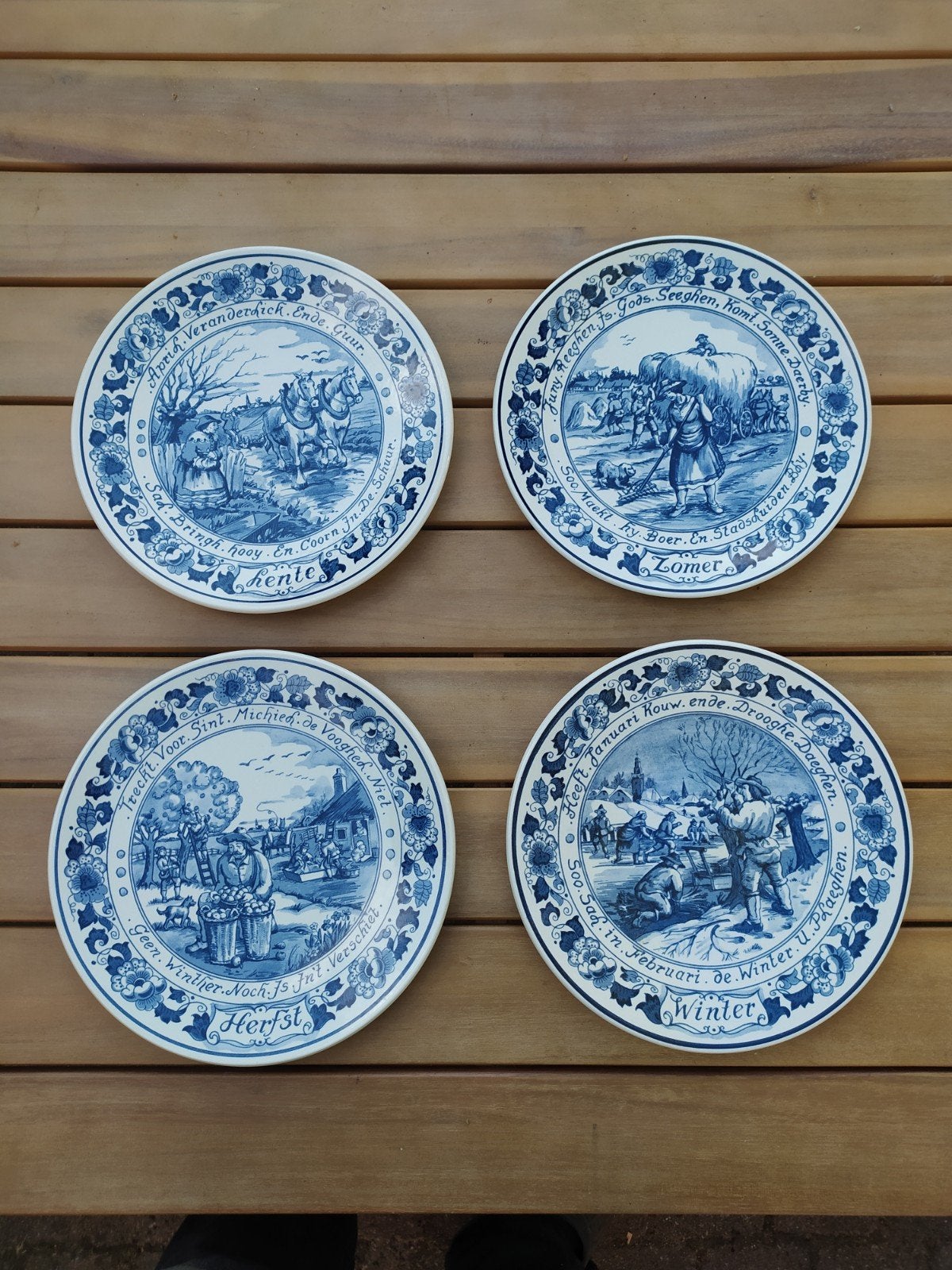 mooie set van 4 wandborden, de jaargetijden, plekje vrij?, Ophalen