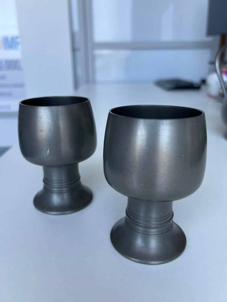 Twee tinnen bekertjes van Daalderop, Ophalen of Verzenden