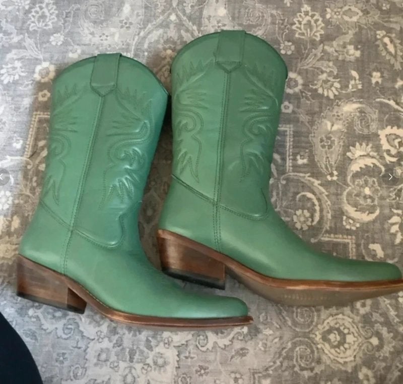 Groene leren cowboylaarzen, Ophalen of Verzenden, Zo goed als nieuw, Groen, Hoge laarzen