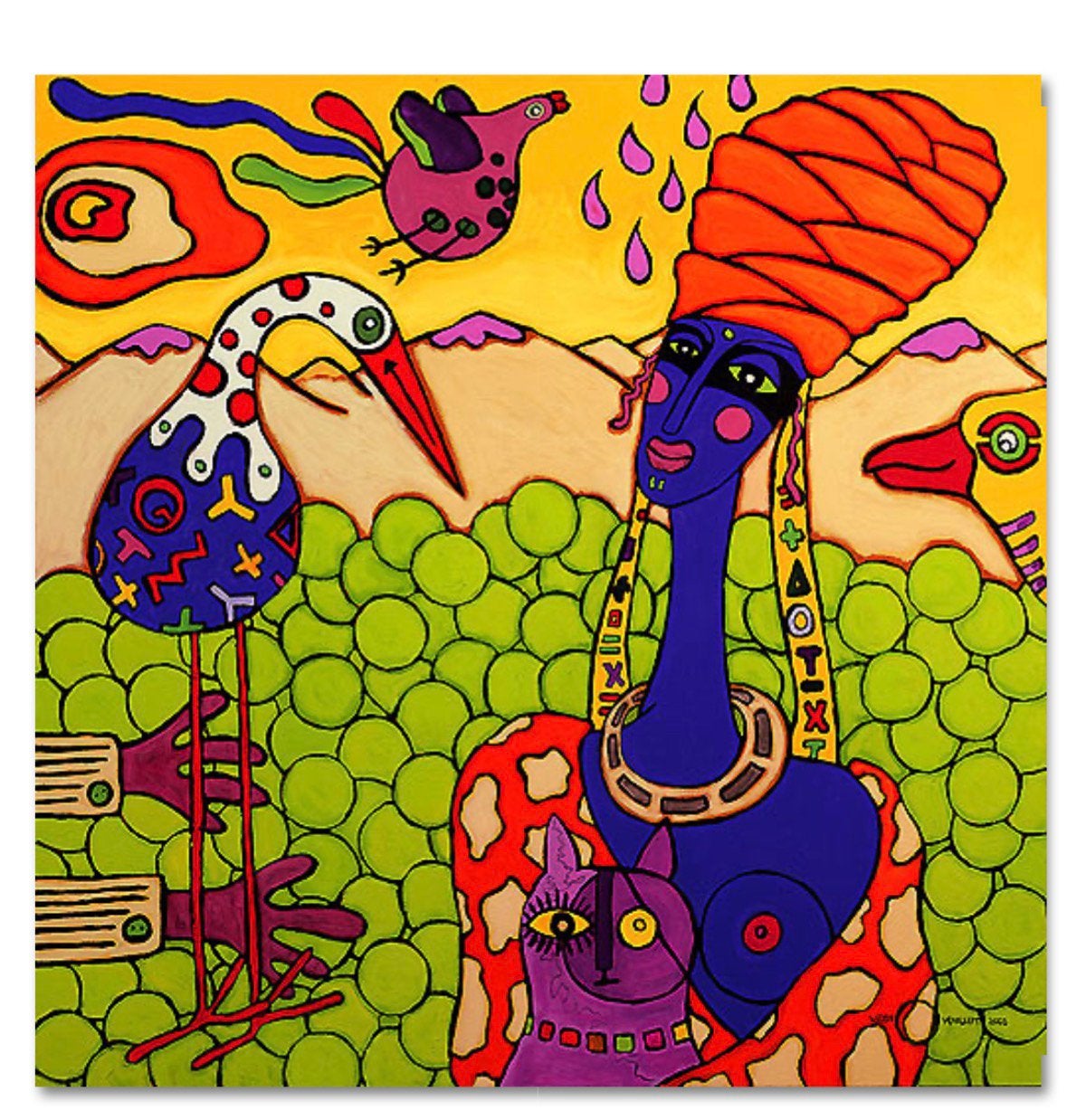 Kleurrijk schilderij Willem Overkleeft, Antiek en Kunst, Gelimiteerde oplage, Ophalen, Giclee
