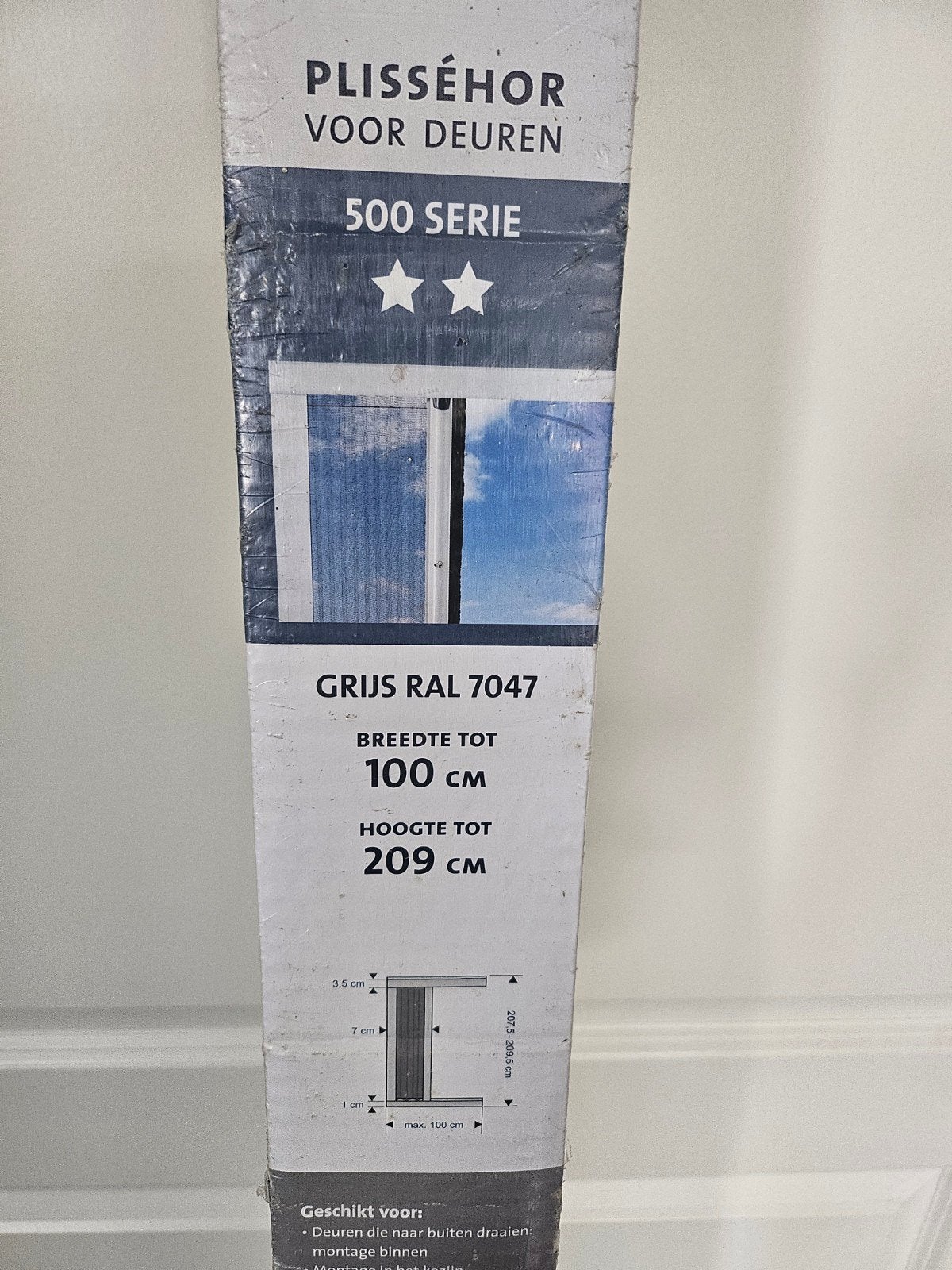 Bruynzeel Plisséhordeur 500 Serie Grijs RAL 7047, 80 tot 100 cm, Hordeur, Nieuw, Ophalen of Verzenden