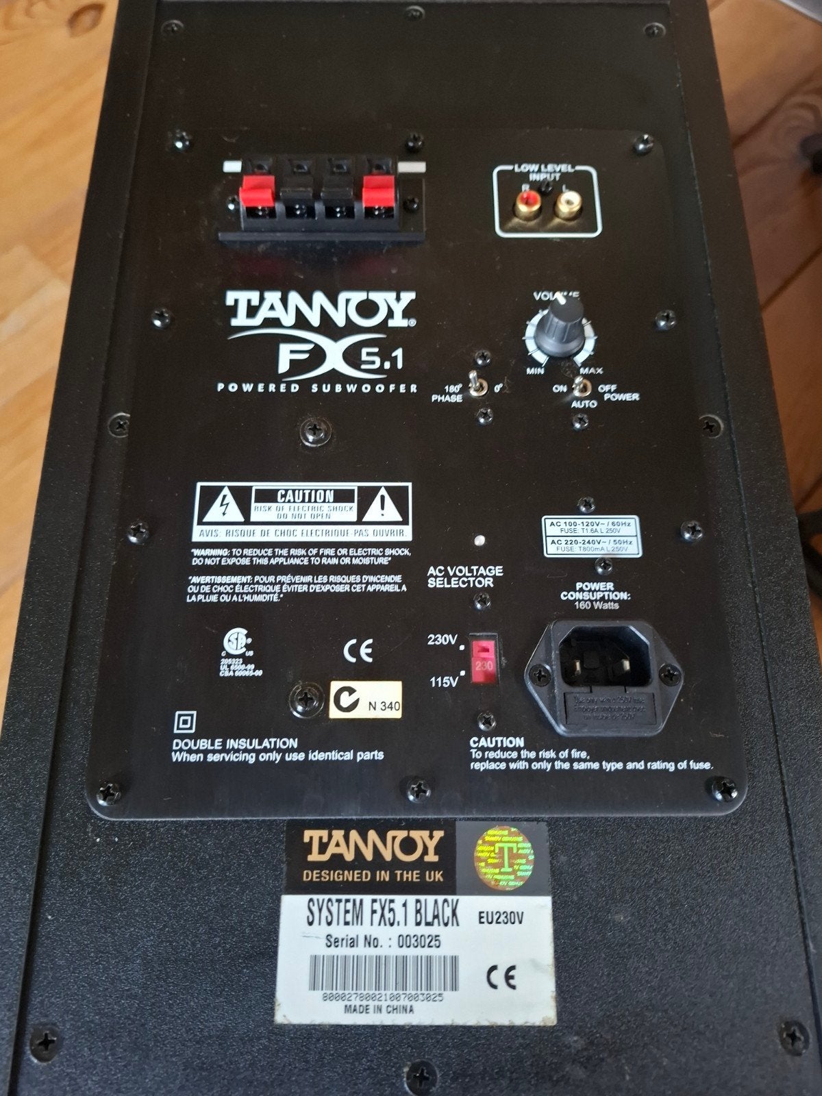 Tannoy FX5.1 Powered Subwoofer - Zwart, Audio, Tv en Foto, Luidsprekers, Gebruikt, Subwoofer, Geschikt voor surround/home cinema