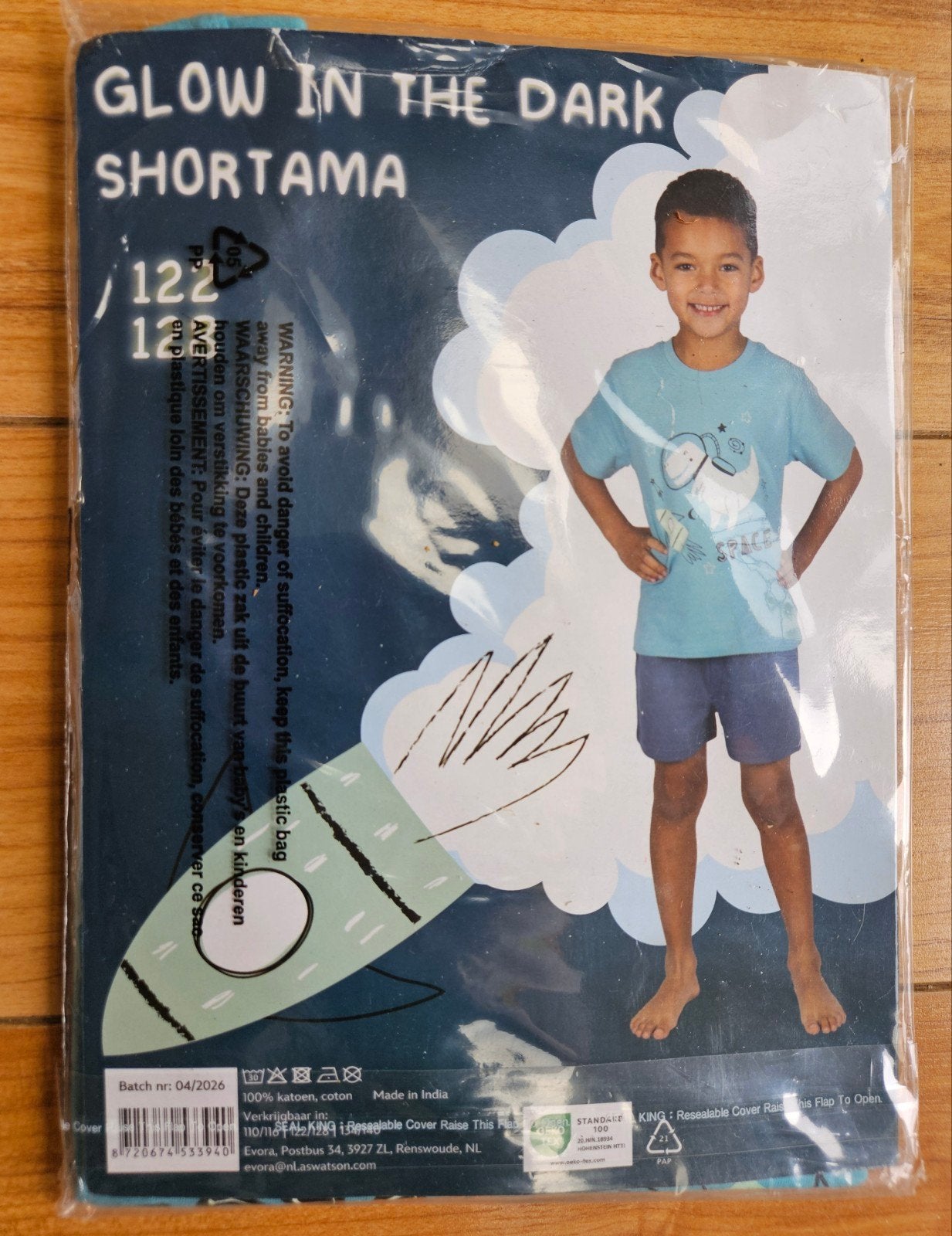 Nieuw Glow in the Dark Shortama - Pyjama  maat 122 / 128, Kinderen en Baby's, Kinderkleding | Maat 122, Nacht- of Onderkleding