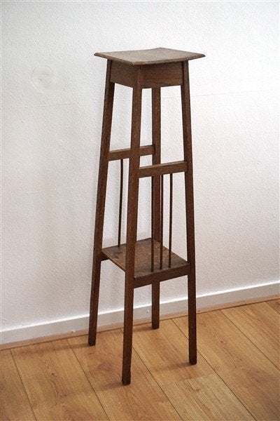 Vintage houten plantentafel, Huis en Inrichting, Tafels | Bijzettafels, Minder dan 55 cm, Gebruikt, Vierkant, Ophalen of Verzenden