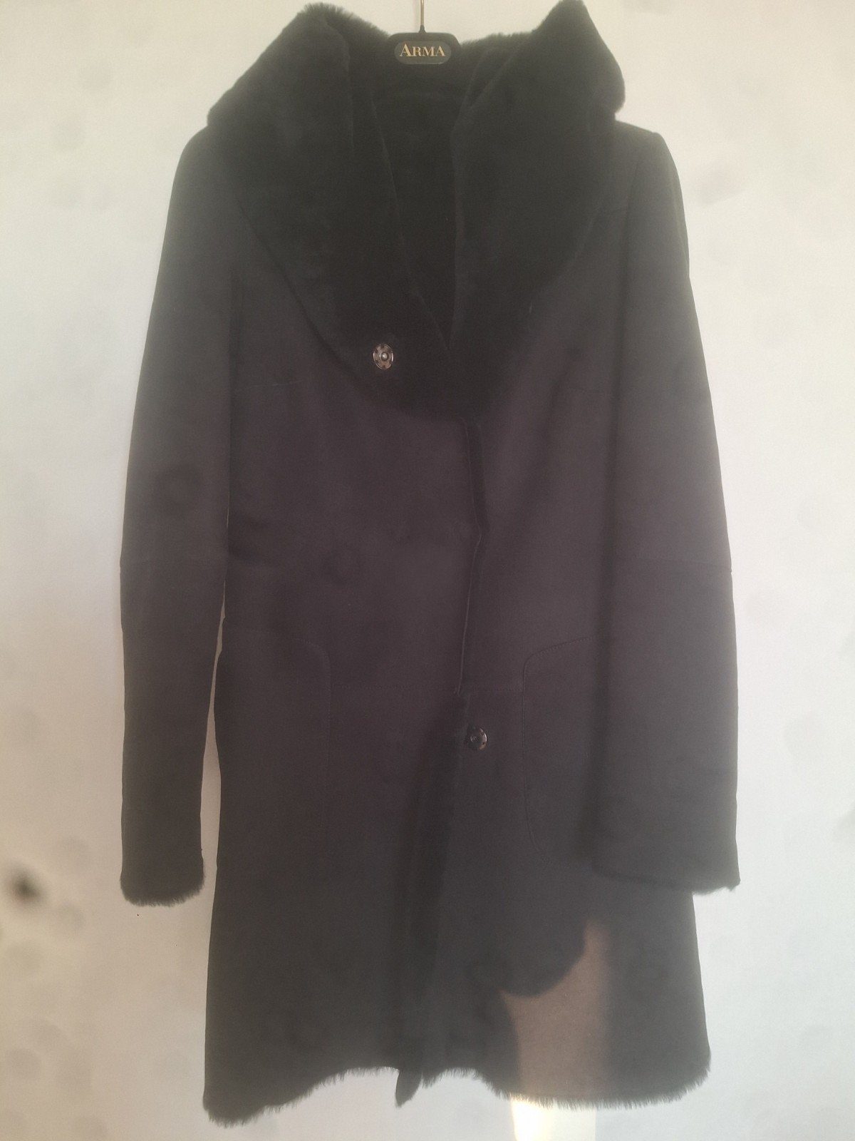 ARMA Leren Jas met Bont - Zwart lammycoat, Zwart, Maat 46/48 (XL) of groter, Ophalen of Verzenden, Zo goed als nieuw