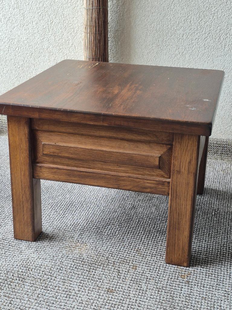 Bijzettafel, Huis en Inrichting, Tafels | Bijzettafels, Minder dan 55 cm, Gebruikt, Vierkant, Hout