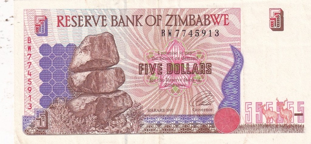 Zimbabwe 5 dollar 1997, Verzenden, Zimbabwe, Los biljet