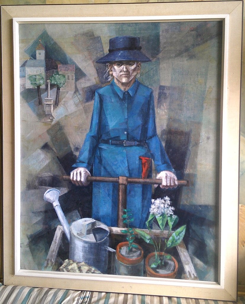 Vrouwtje in Saint Céré (LOT) 1964 - Jos Jansen (geb.1933), Antiek en Kunst, Kunst | Schilderijen | Klassiek, Ophalen, Doek, Portret of Personen